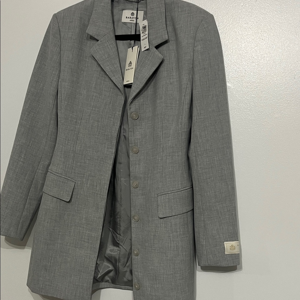 NEW Aritzia BABATON Gray Fitted Button-Up Blazer Jacket